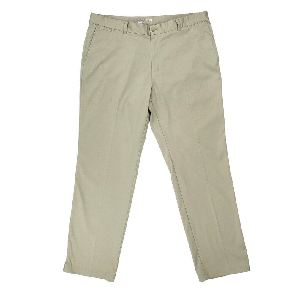 Nike Golf Pants 38x32 Tour Performance Dri-Fit Men Khaki Stretch Beige Swoosh